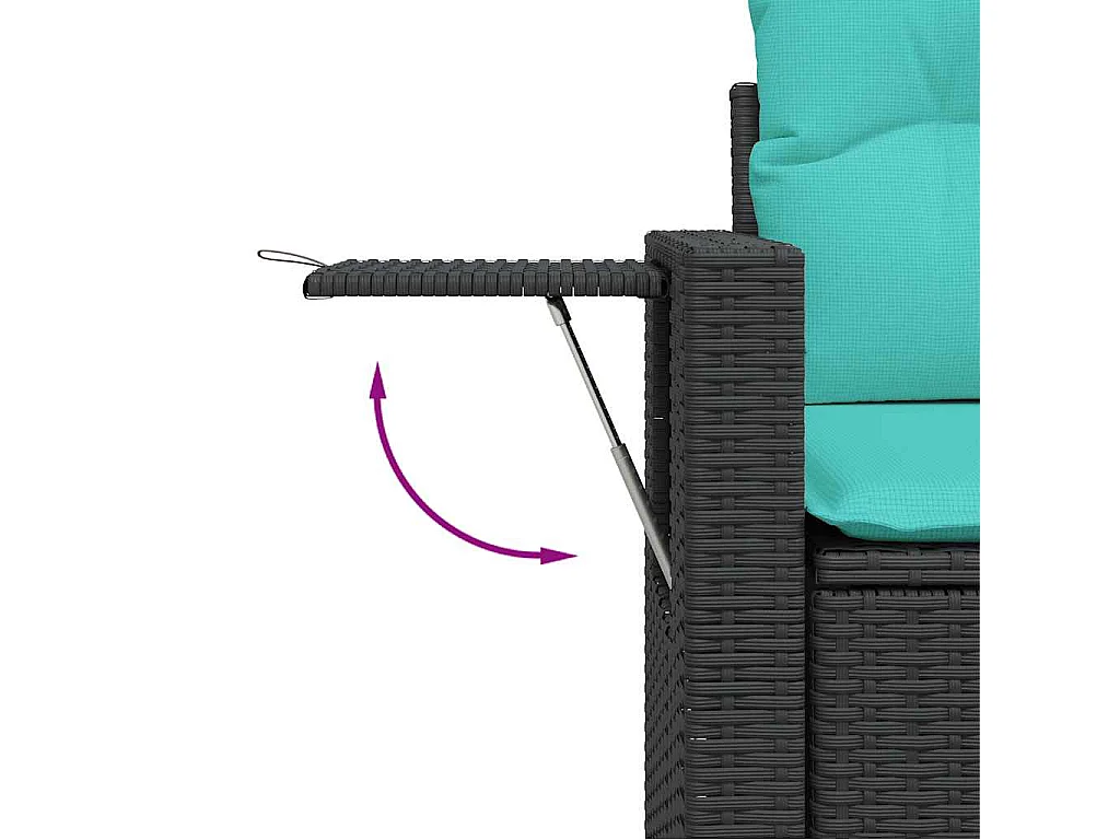 Set de muebles de jardín 5 piezas y cojines ratán sintético negro