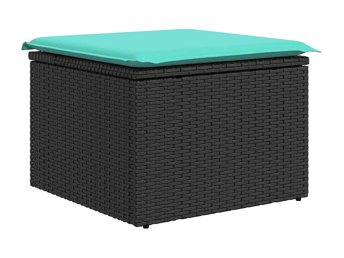Set de sofás de jardín 7 piezas con cojines ratán sintético negro