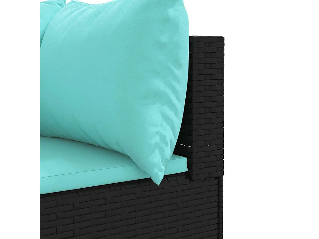 Set de muebles de jardín y cojines 7 piezas ratán sintético negro