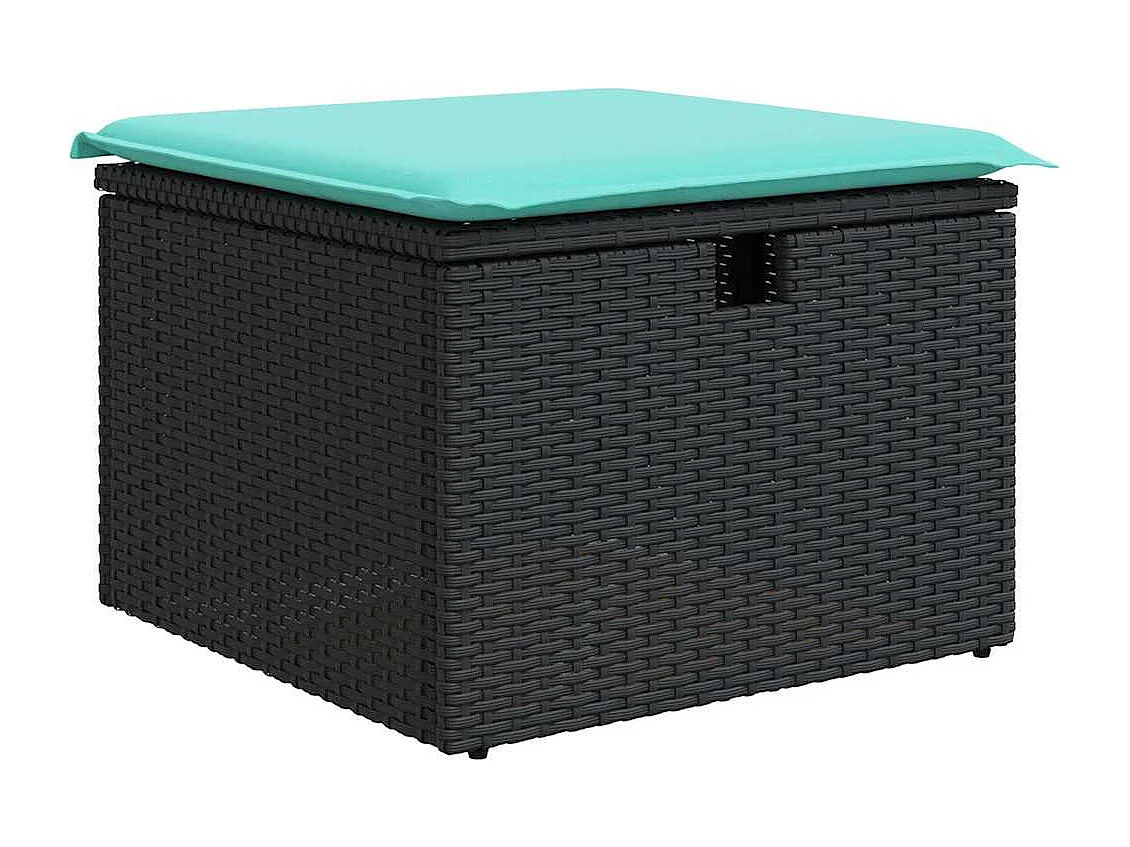 Set de sofás de jardín 6 piezas y cojines ratán sintético negro