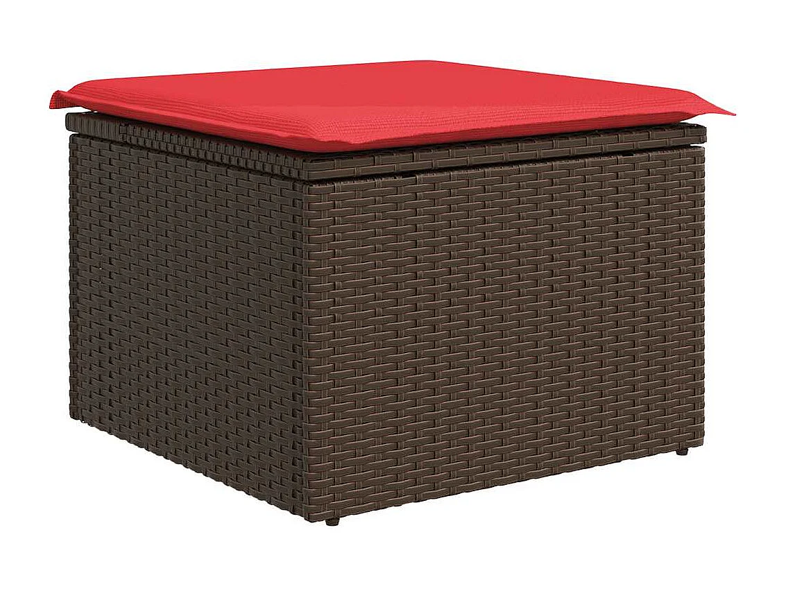 Salon de jardin avec coussins 6 pièces marron résine tressée acacia