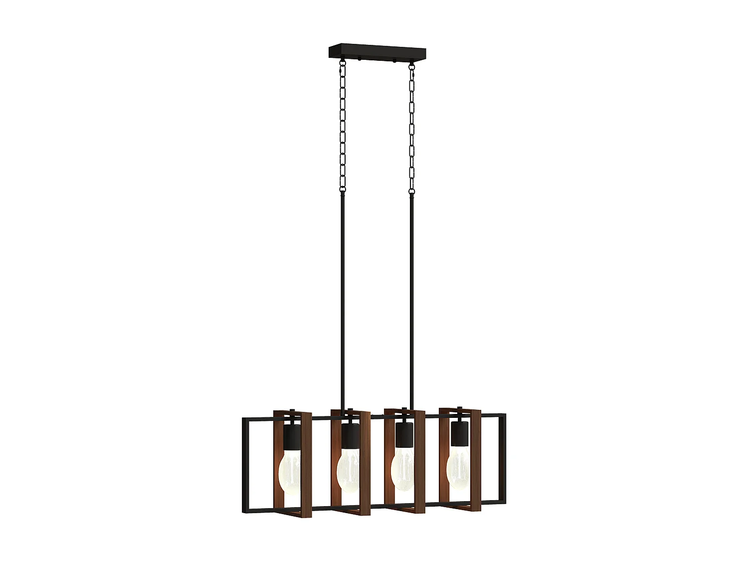 Lampadario a sospensione rustico con 4 cornici girevoli nero marrone