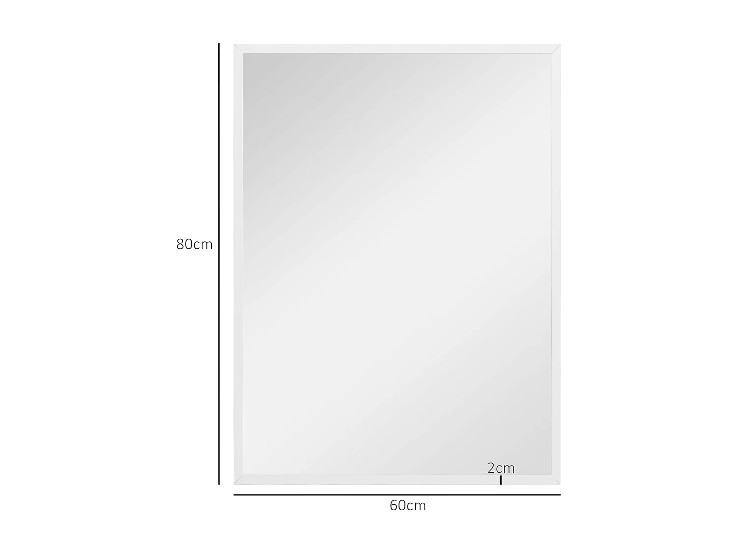 Specchio da parete rettangolare in vetro mdf con ganci 60x80cm bianco