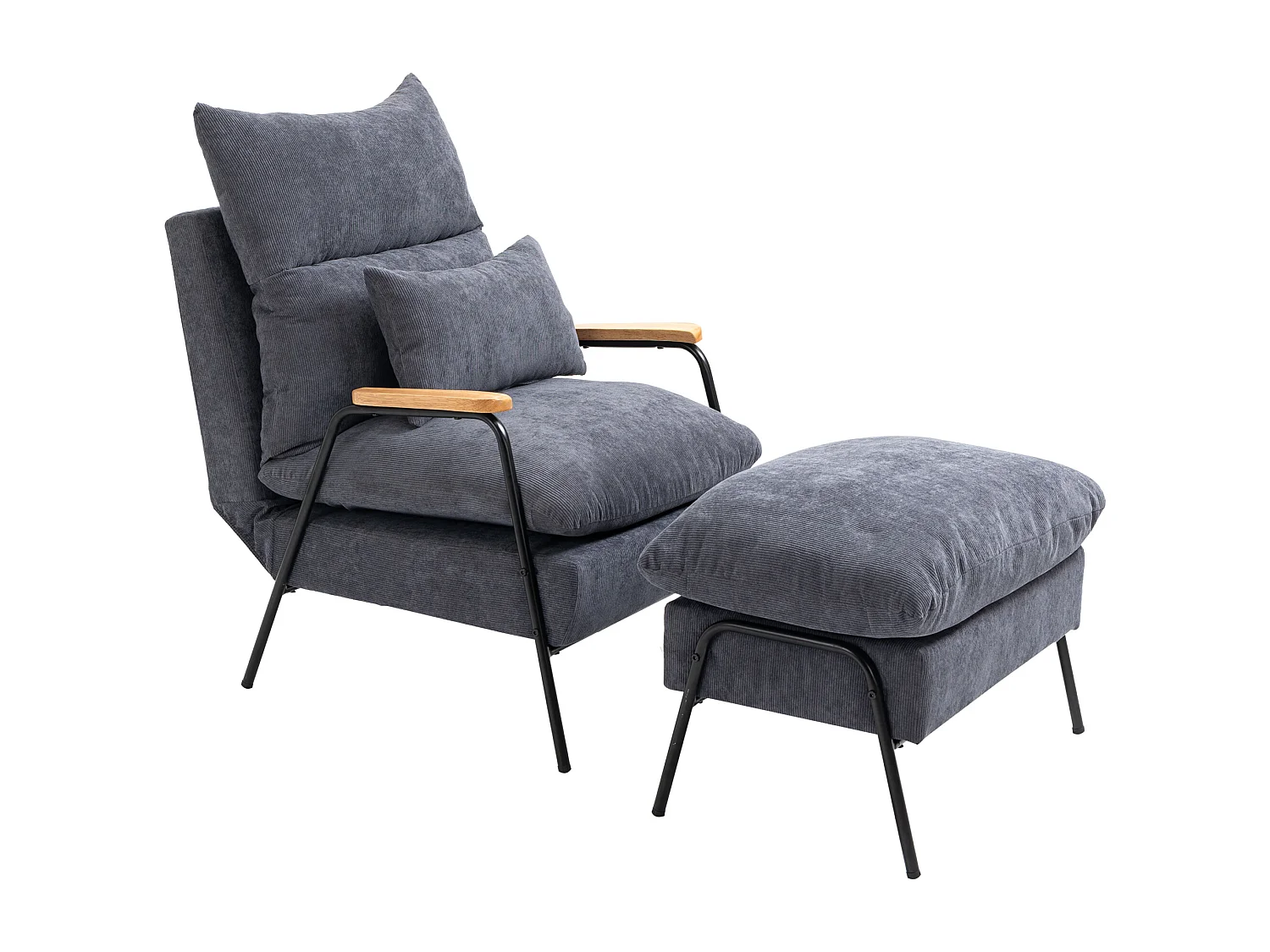 Poltrona relax reclinabile con pouf poggiapiedi in velluto