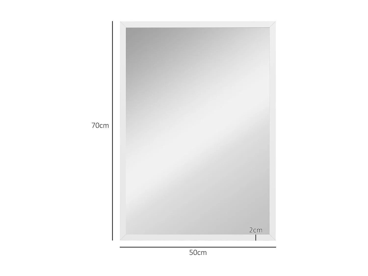 Specchio da parete rettangolare in vetro mdf con ganci 50x70cm bianco