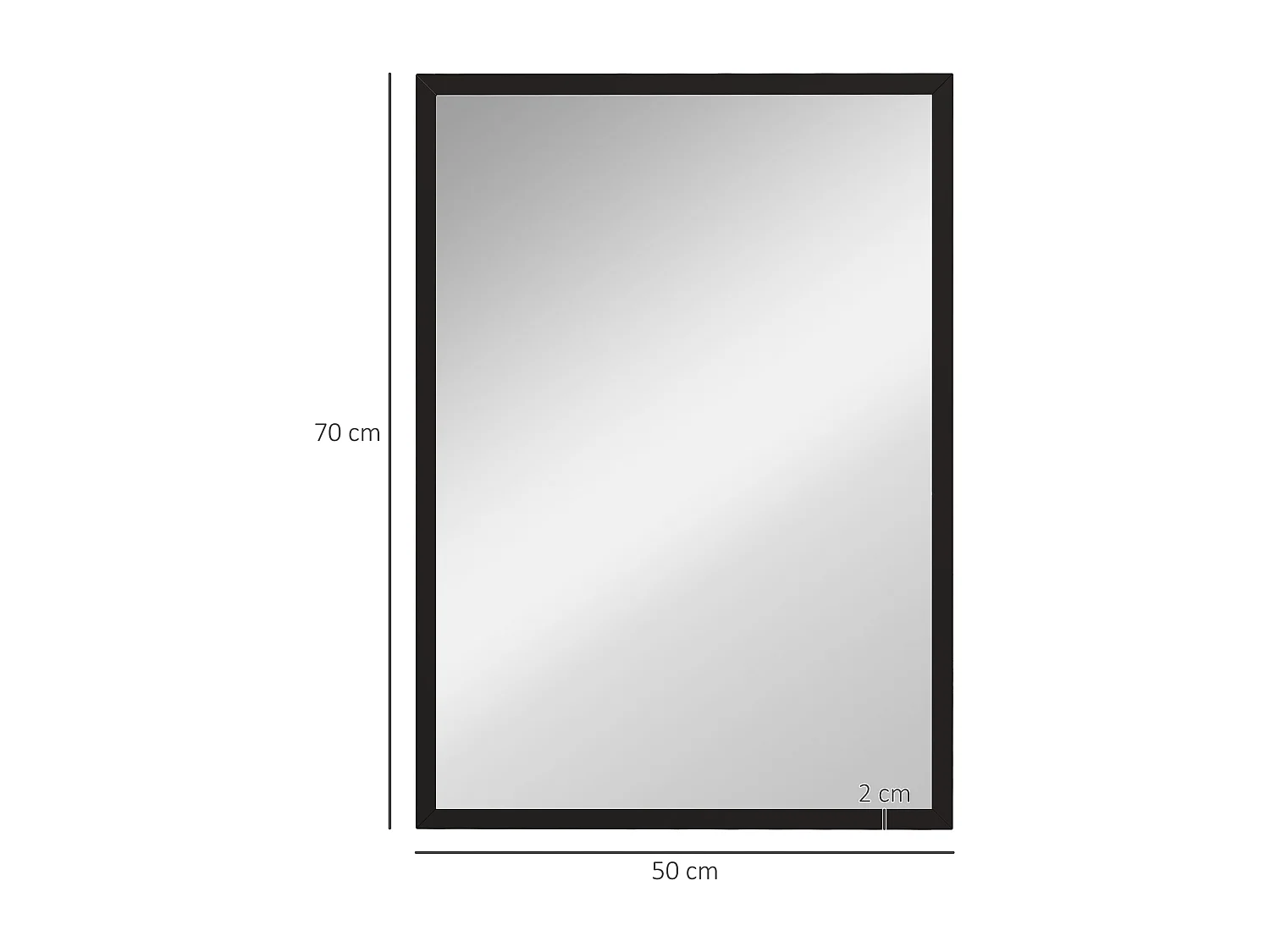 Specchio da parete rettangolare in vetro e mdf con ganci 50x70 cm nero