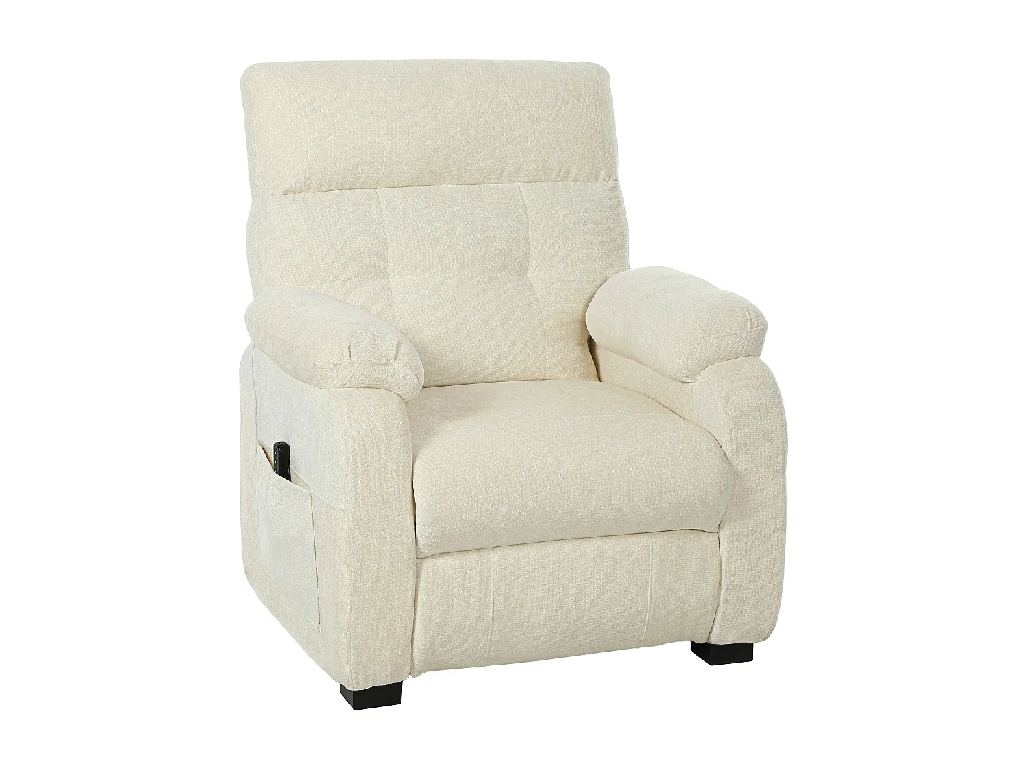 Poltrona reclinabile 150° vellutata con poggiapiedi telecomando bianca