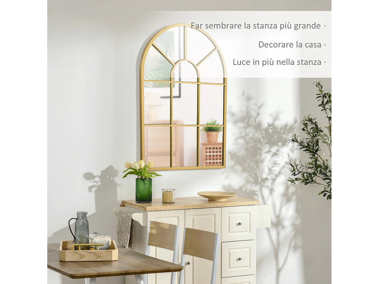 Specchio a muro 70x50 cm per camera da letto e soggiorno oro