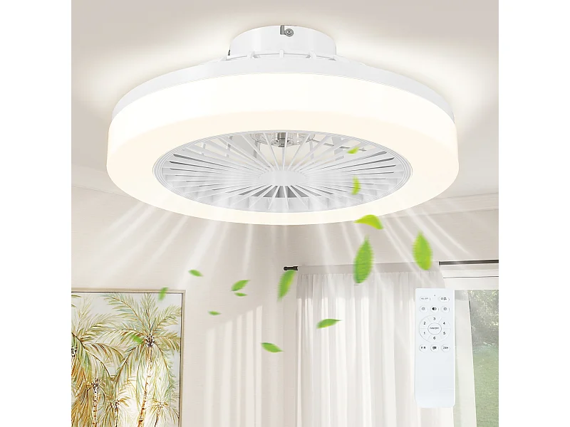 Ventilatore a soffitto con luce led regolabile e 6 velocità bianco