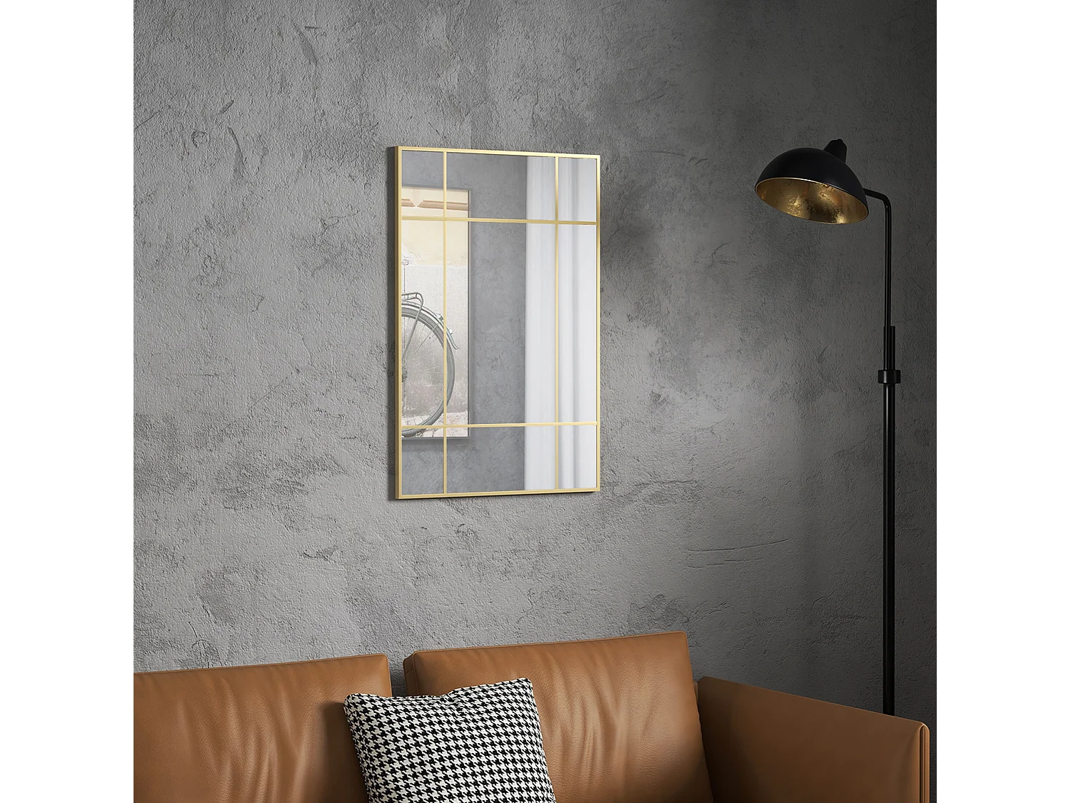 Specchio da parete stile finestra verticale orizzontale 90x60 cm oro