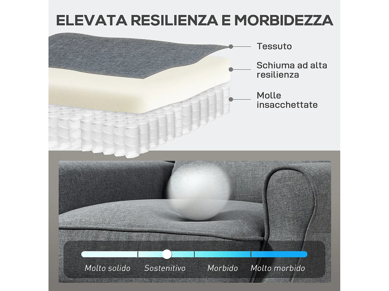 Poltrona reclinabile 132° effetto lino con poggiapiedi grigio