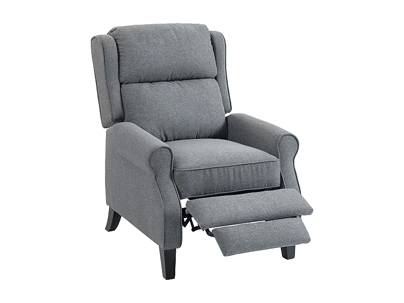 Poltrona reclinabile 132° effetto lino con poggiapiedi grigio