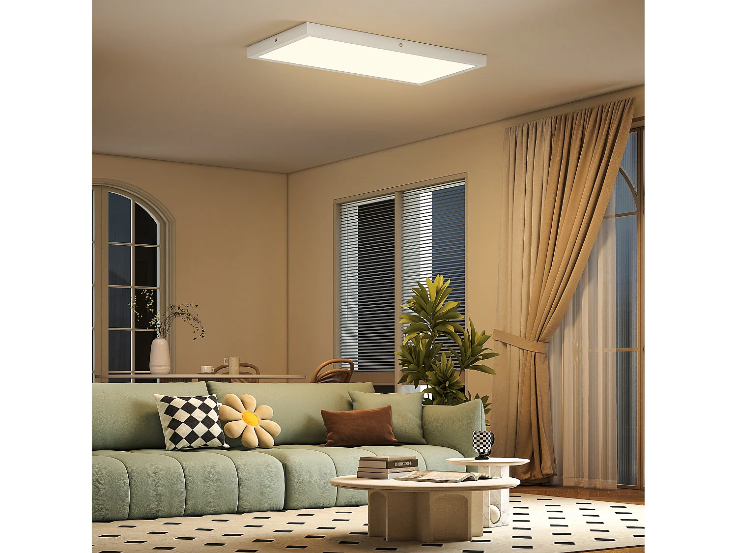 Set 2 plafoniere led sottili e regolabili 60x30x3.7 cm bianco