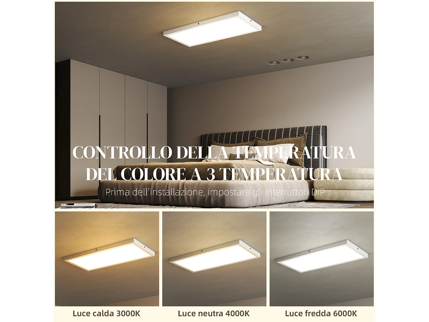 Set 2 plafoniere led sottili e regolabili 60x30x3.7 cm bianco