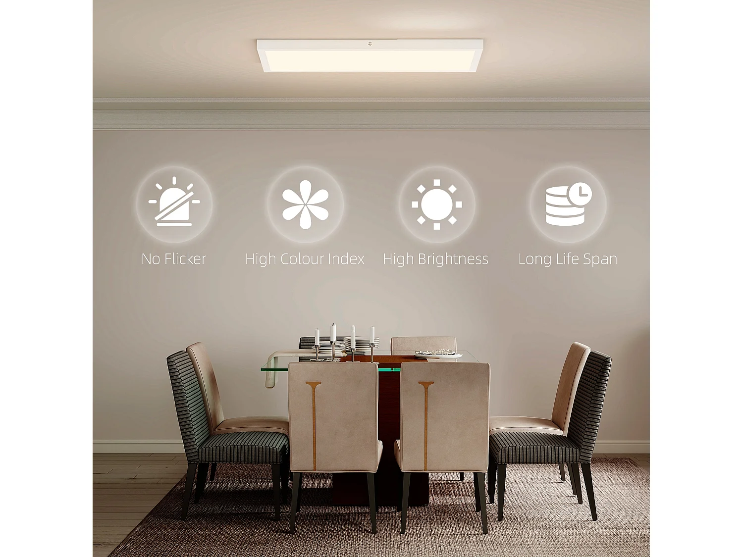 Set 2 plafoniere led sottili e regolabili 60x30x3.7 cm bianco