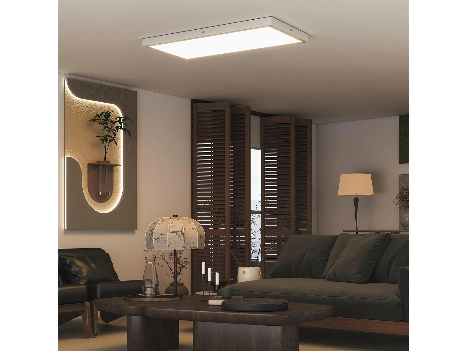 Set 2 plafoniere led sottili e regolabili 60x30x3.7 cm bianco