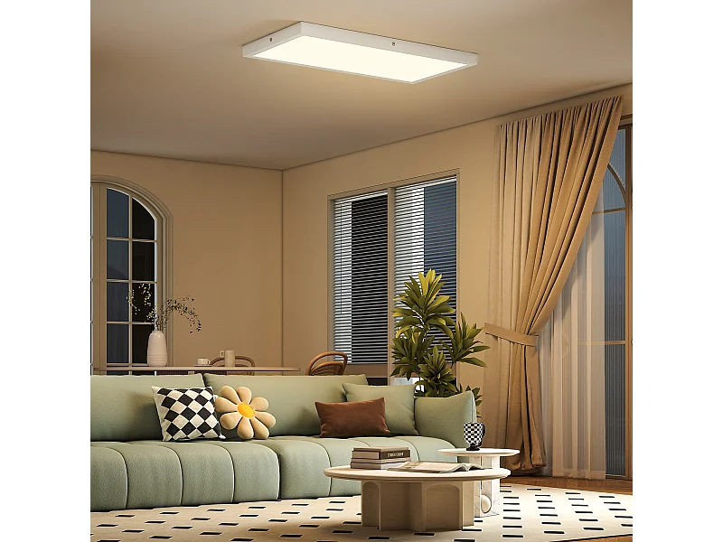 Set 2 plafoniere led sottili e regolabili 60x30x3.7 cm bianco