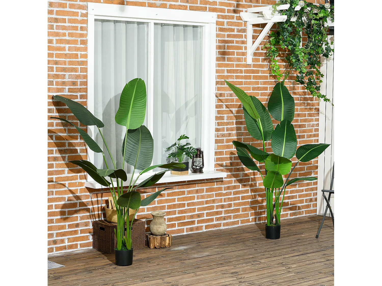 Pianta artificiale palma del viaggiatore con vaso per casa e giardino