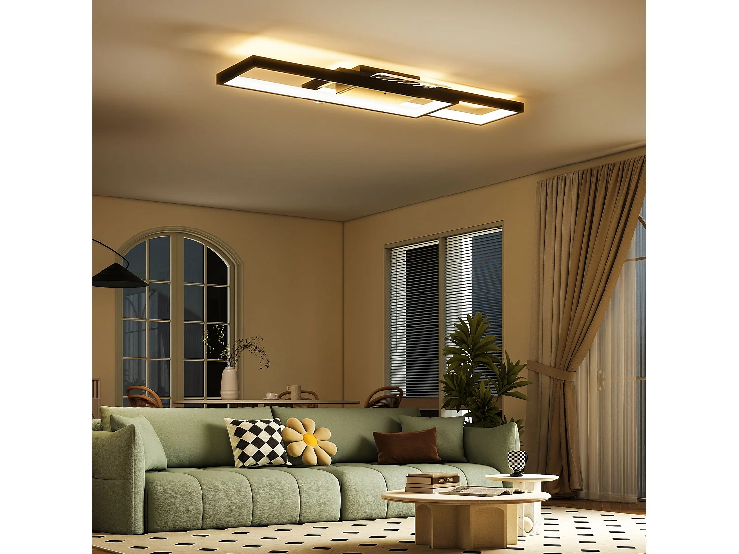 Lampada led a soffitto dimmerabile con telecomando e interruttore nero