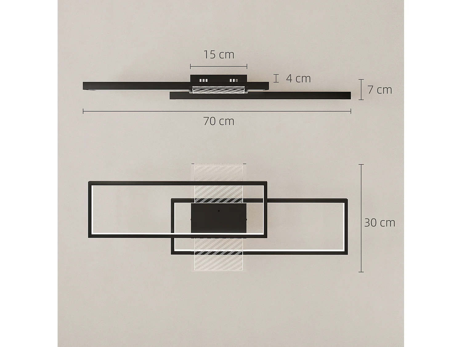 Lampada led a soffitto dimmerabile con telecomando e interruttore nero