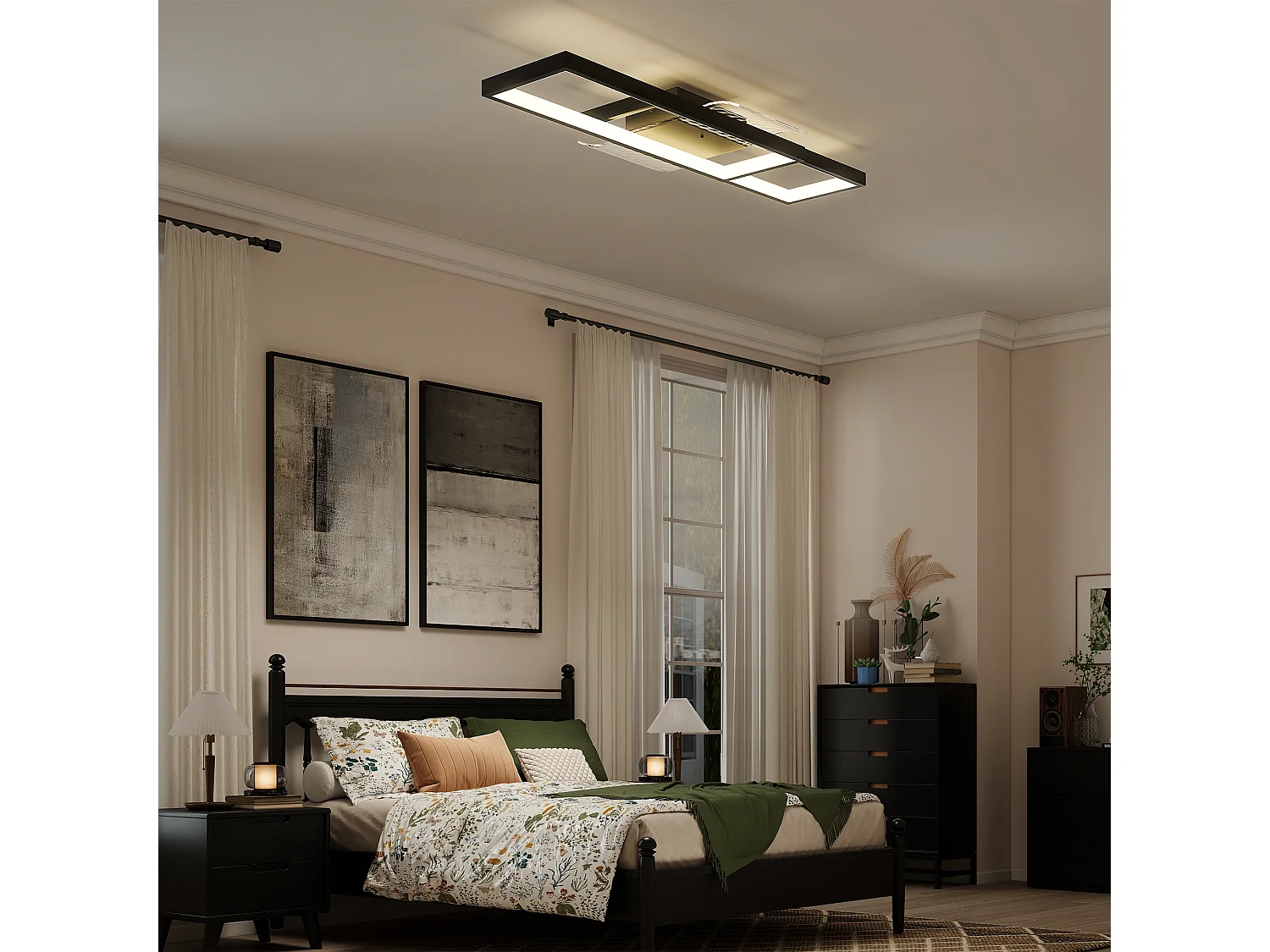 Lampada led a soffitto dimmerabile con telecomando e interruttore nero