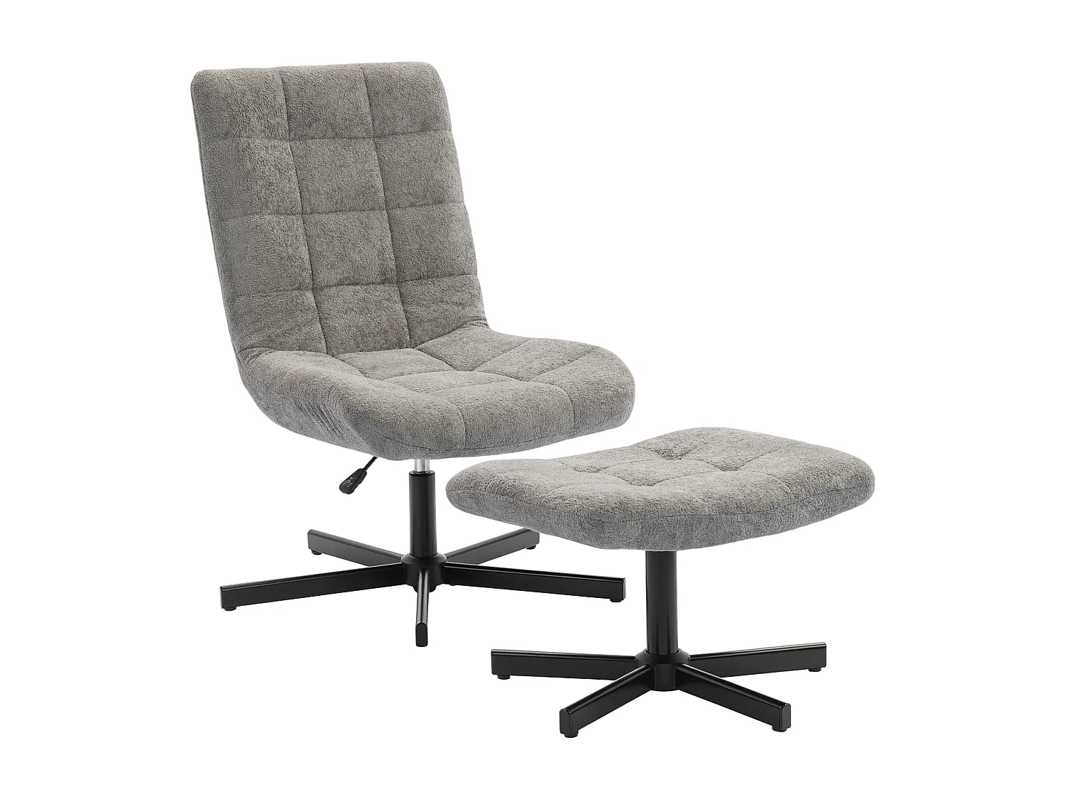 Poltrona reclinabile su 4 livelli con poggiapiedi vellutata grigio