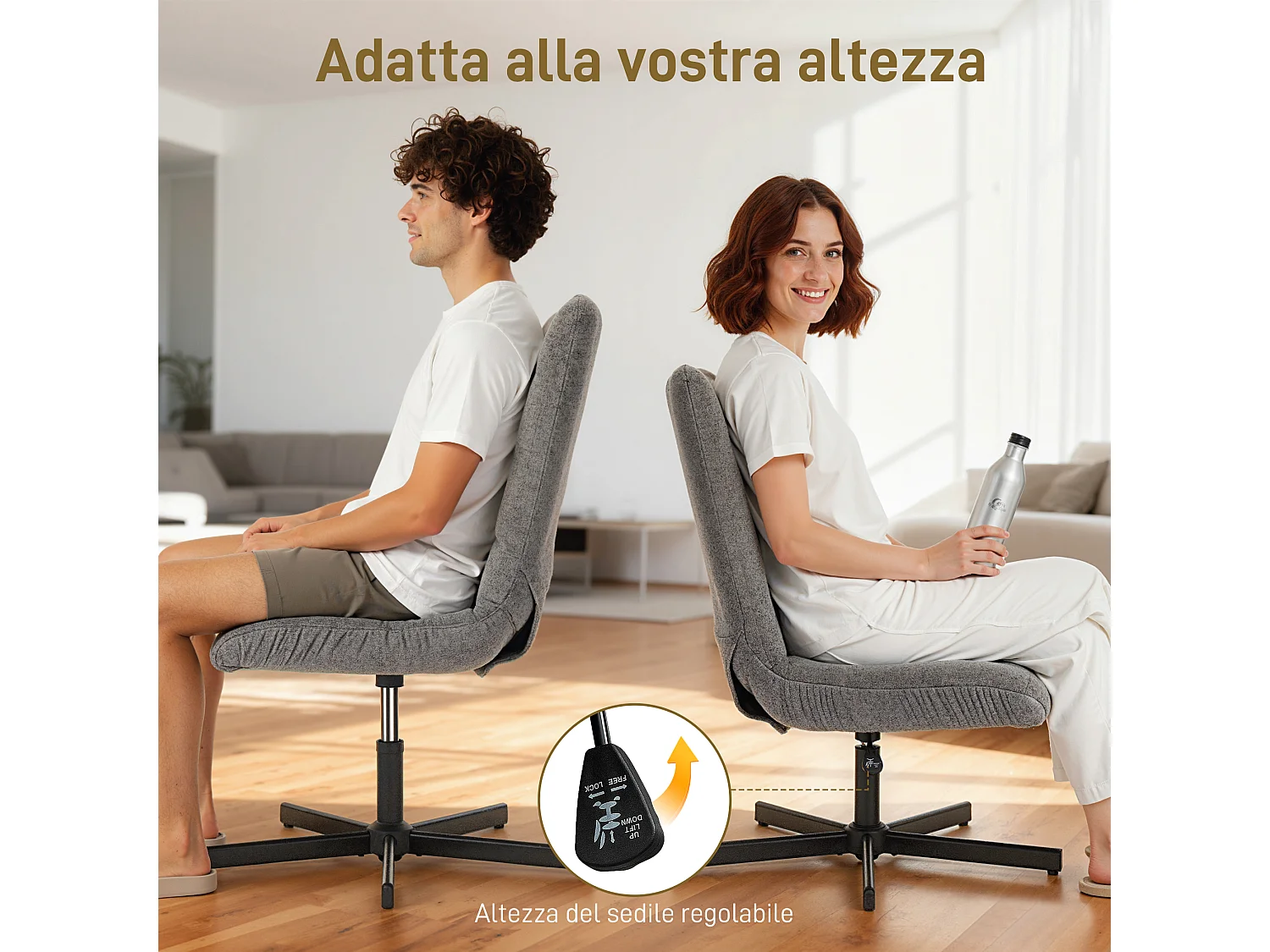 Poltrona reclinabile su 4 livelli con poggiapiedi vellutata grigio