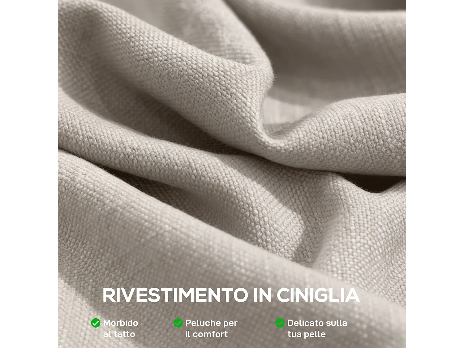 Poltrona salotto imbottitura spessa in ciniglia e acciaio colore beige