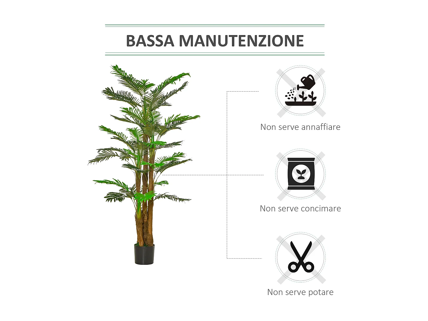 Palma artificiale in vaso per interno ed esterno 185cm