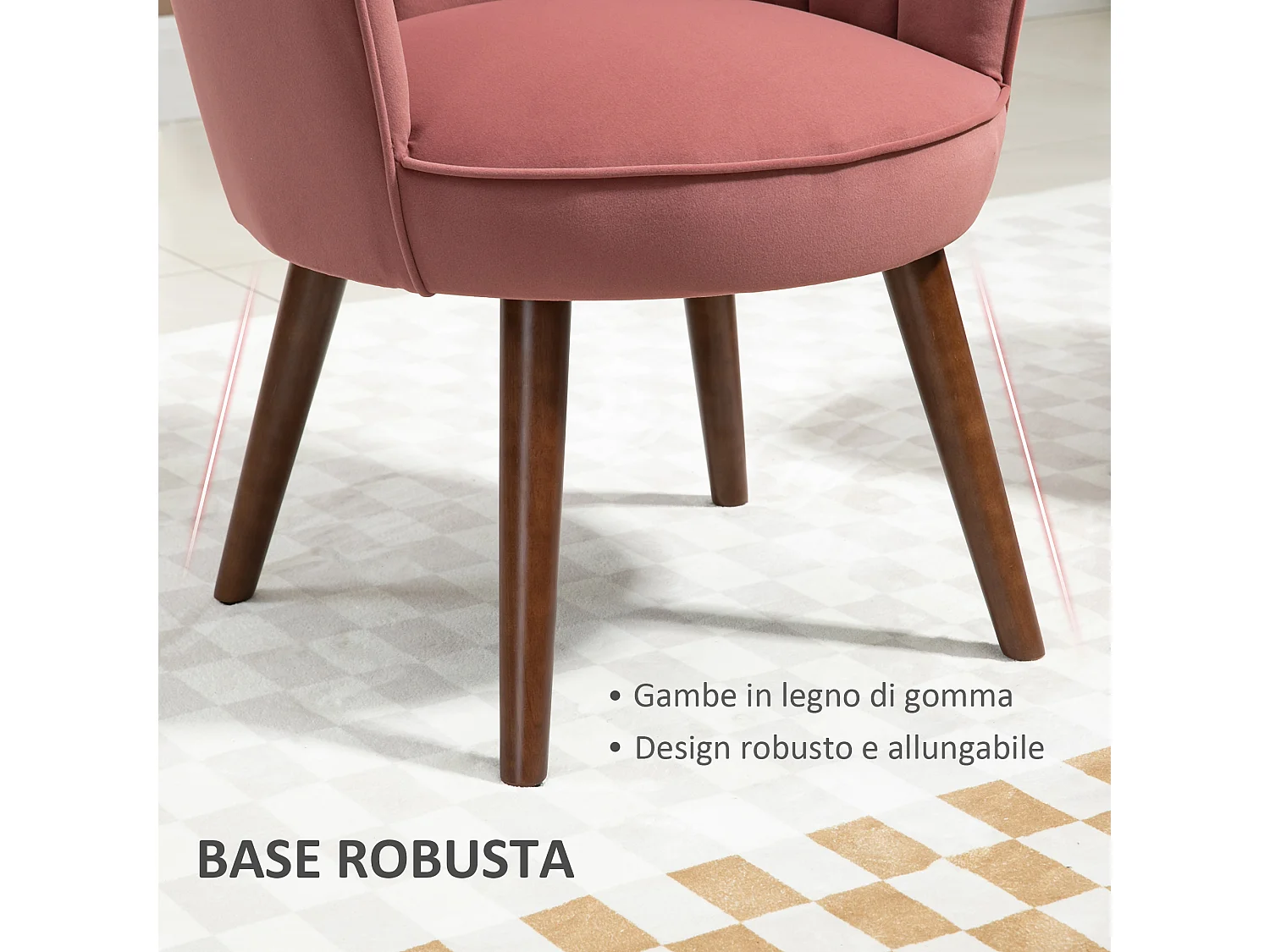 Poltrona in velluto schienale a conchiglia 66x66x78.5cmrosa