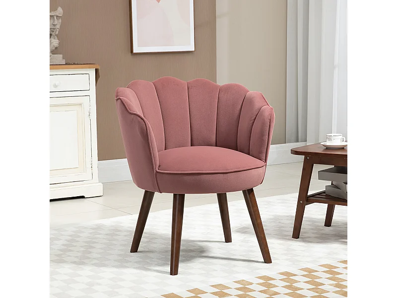 Poltrona in velluto schienale a conchiglia 66x66x78.5cmrosa