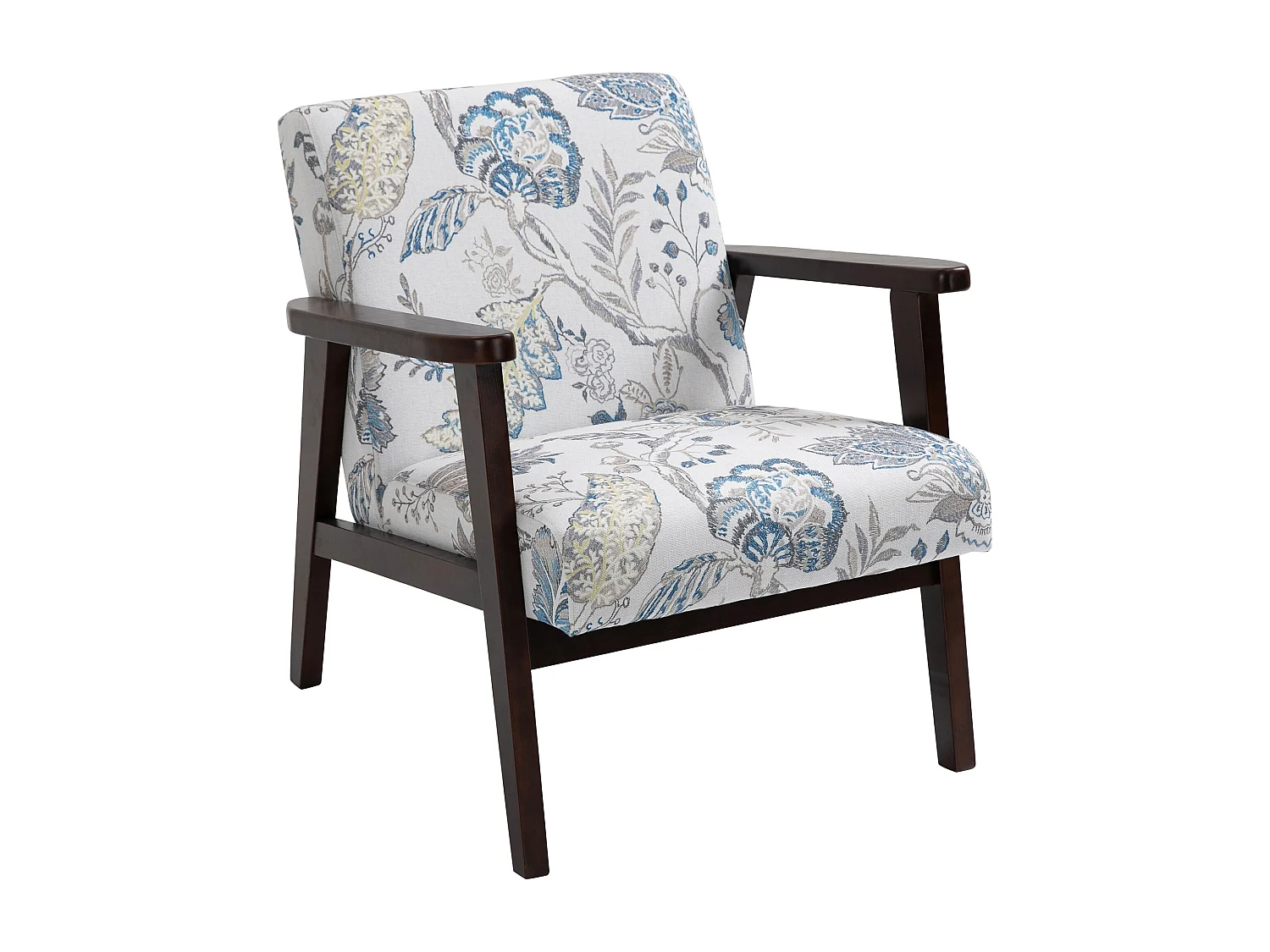 Sedia per soggiorno imbottita con braccioli in legno e poliestere