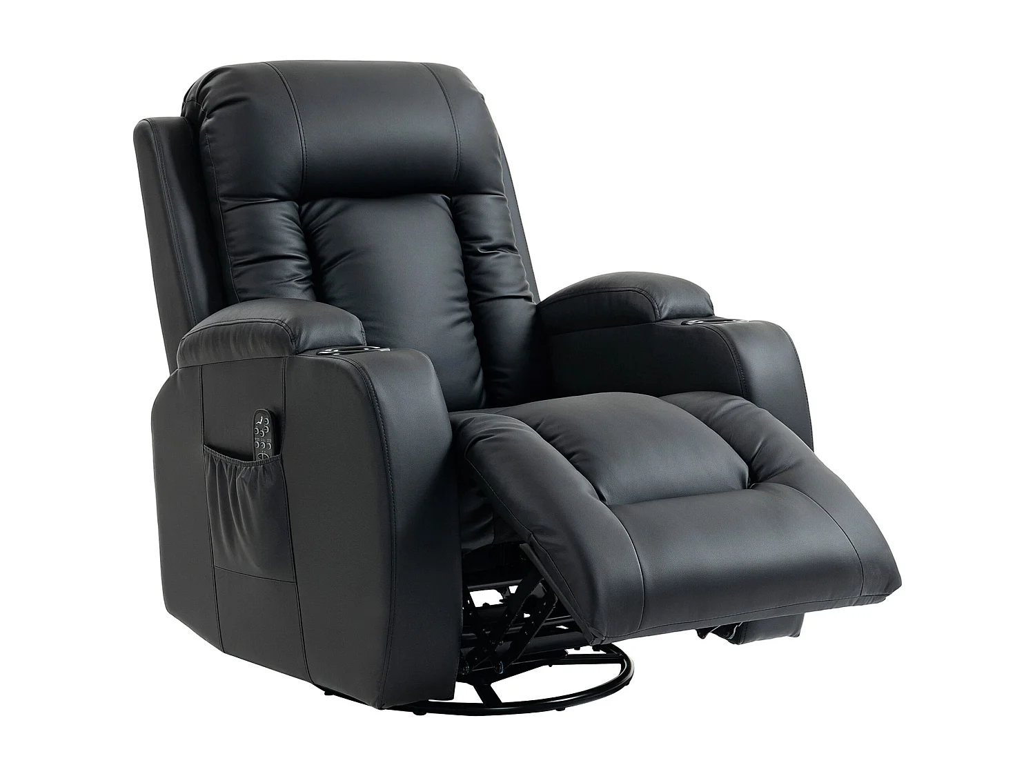 Poltrona reclinabile massaggiante e riscaldata con telecomando nero