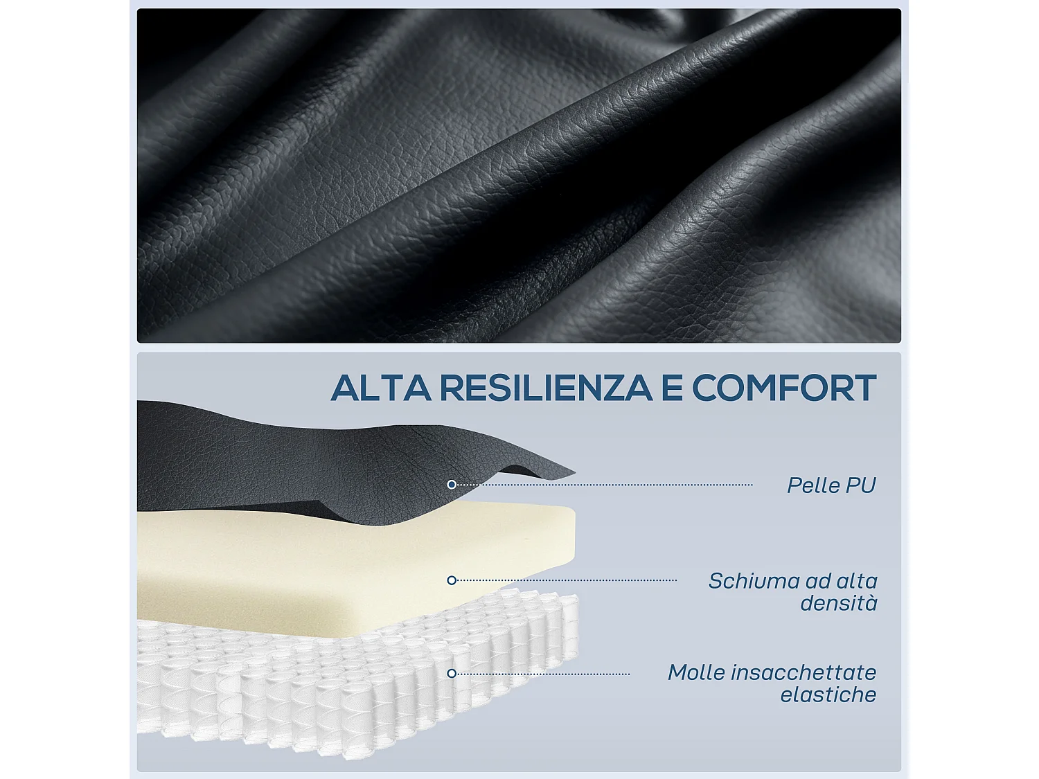 Poltrona reclinabile massaggiante e riscaldata con telecomando nero