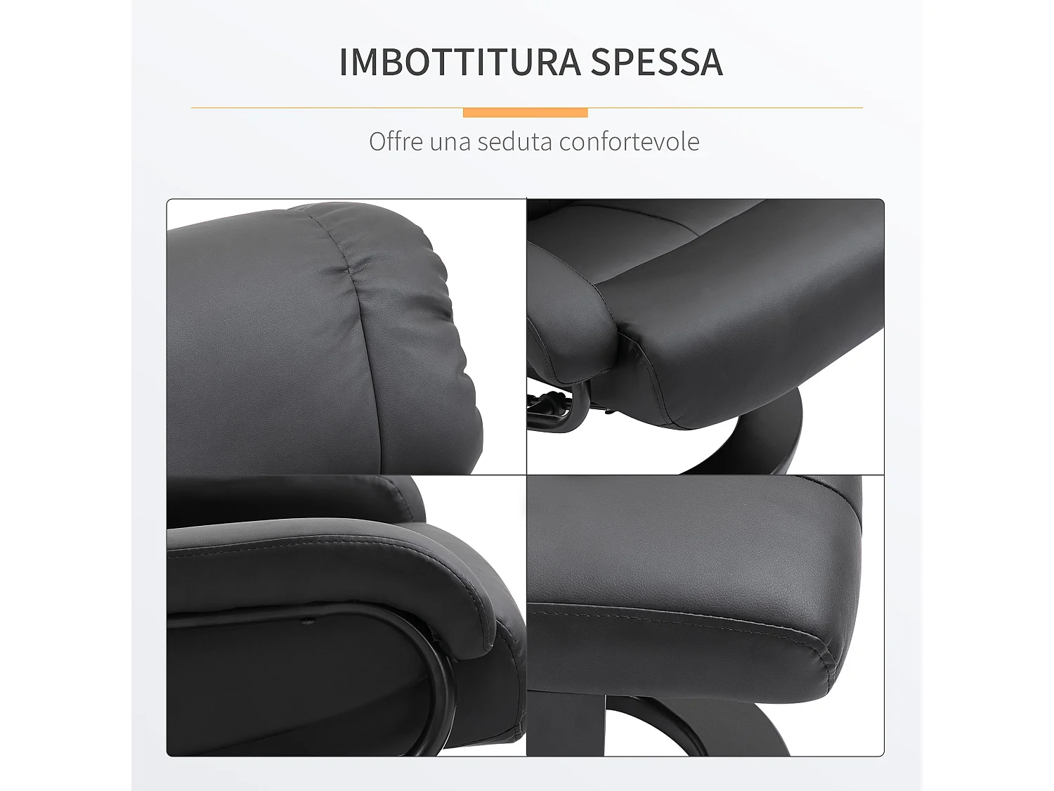 Poltrona reclinabile massaggiante con poggiapiedi e telecomando