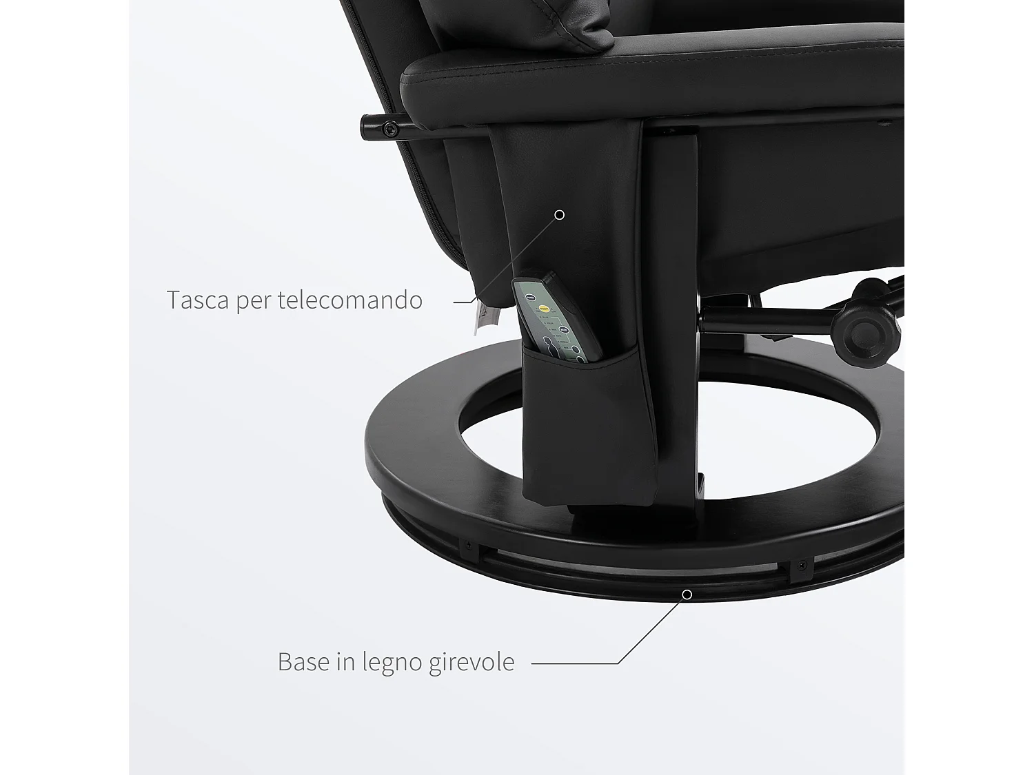 Poltrona reclinabile massaggiante con poggiapiedi e telecomando