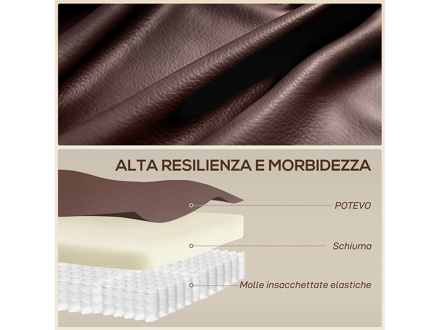 Poltrona relax reclinabile e massaggiante con riscaldamento marrone