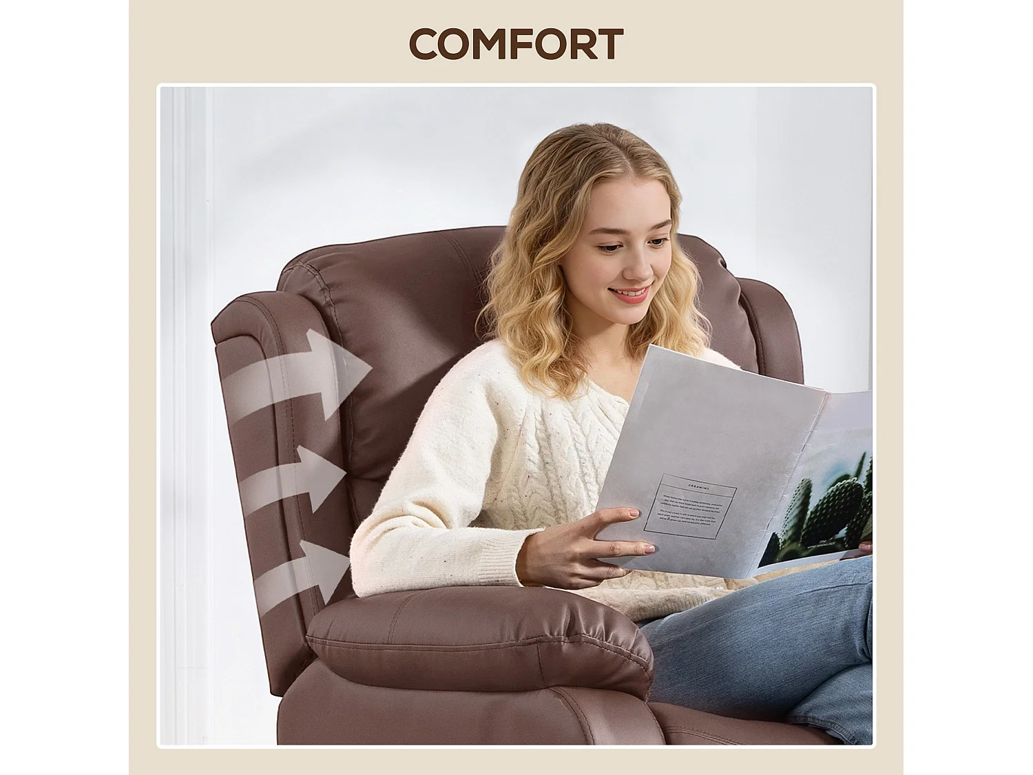 Poltrona relax reclinabile e massaggiante con riscaldamento marrone