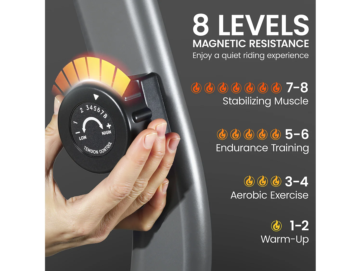 Cyclette orizzontale con 8 resistenze magnetiche e rilevazione battito