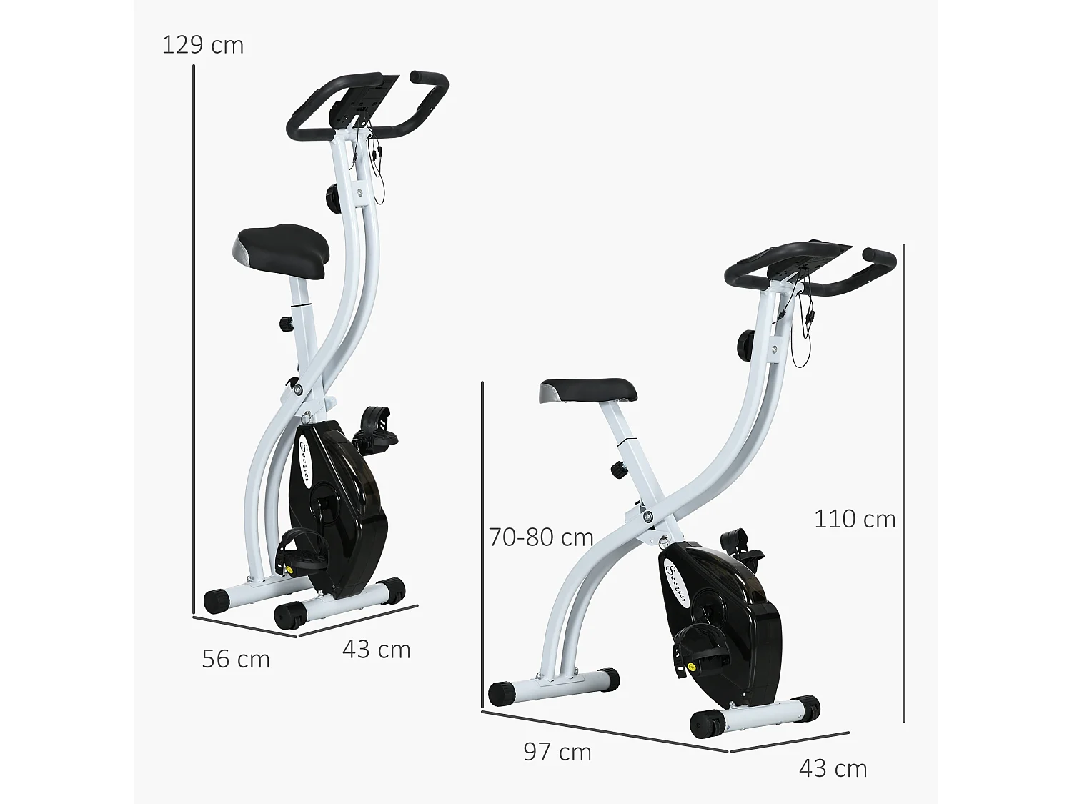 Cyclette magnetica pieghevole a 8 resistenze in acciaio nero