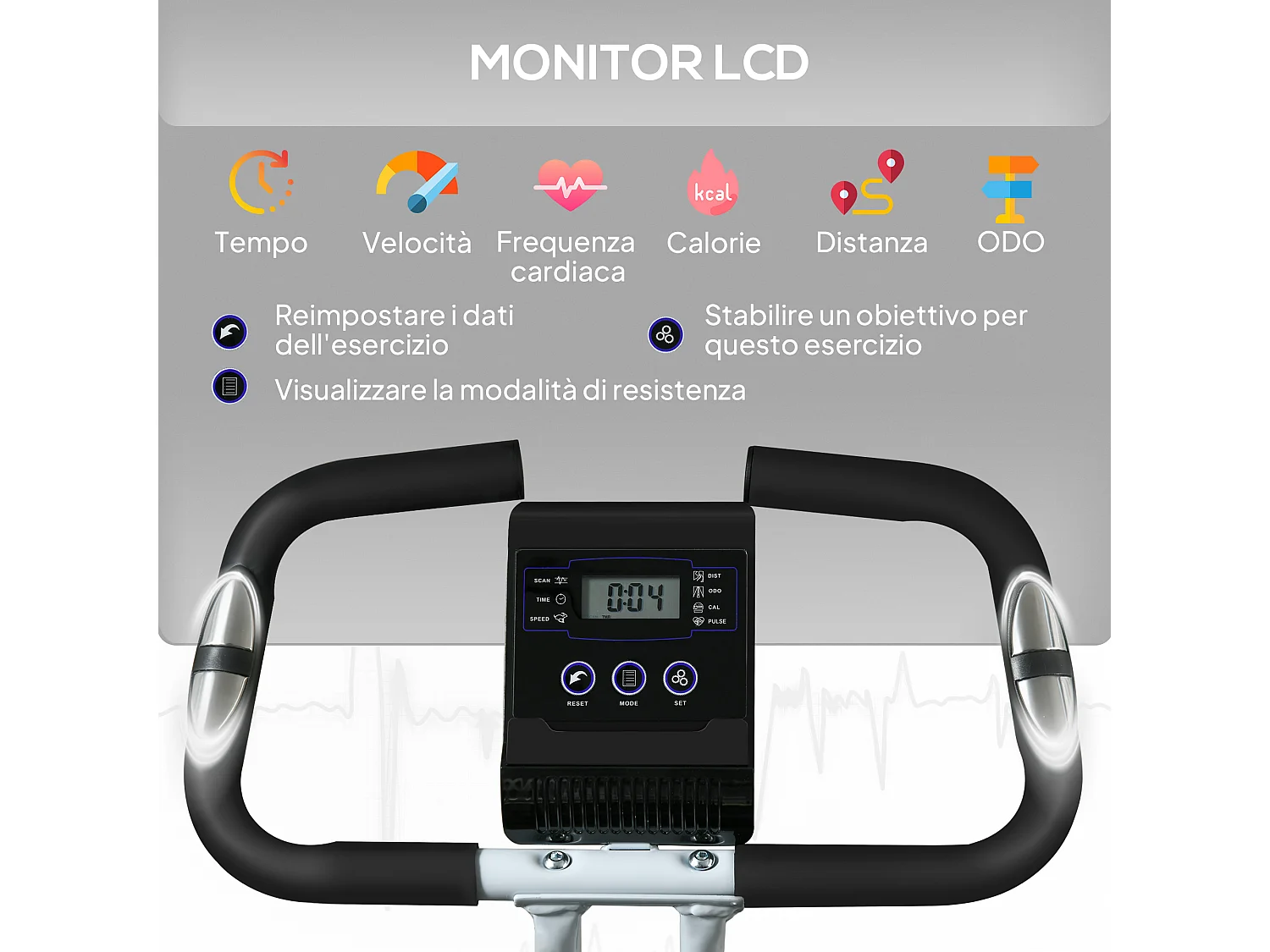 Cyclette magnetica pieghevole a 8 resistenze in acciaio nero