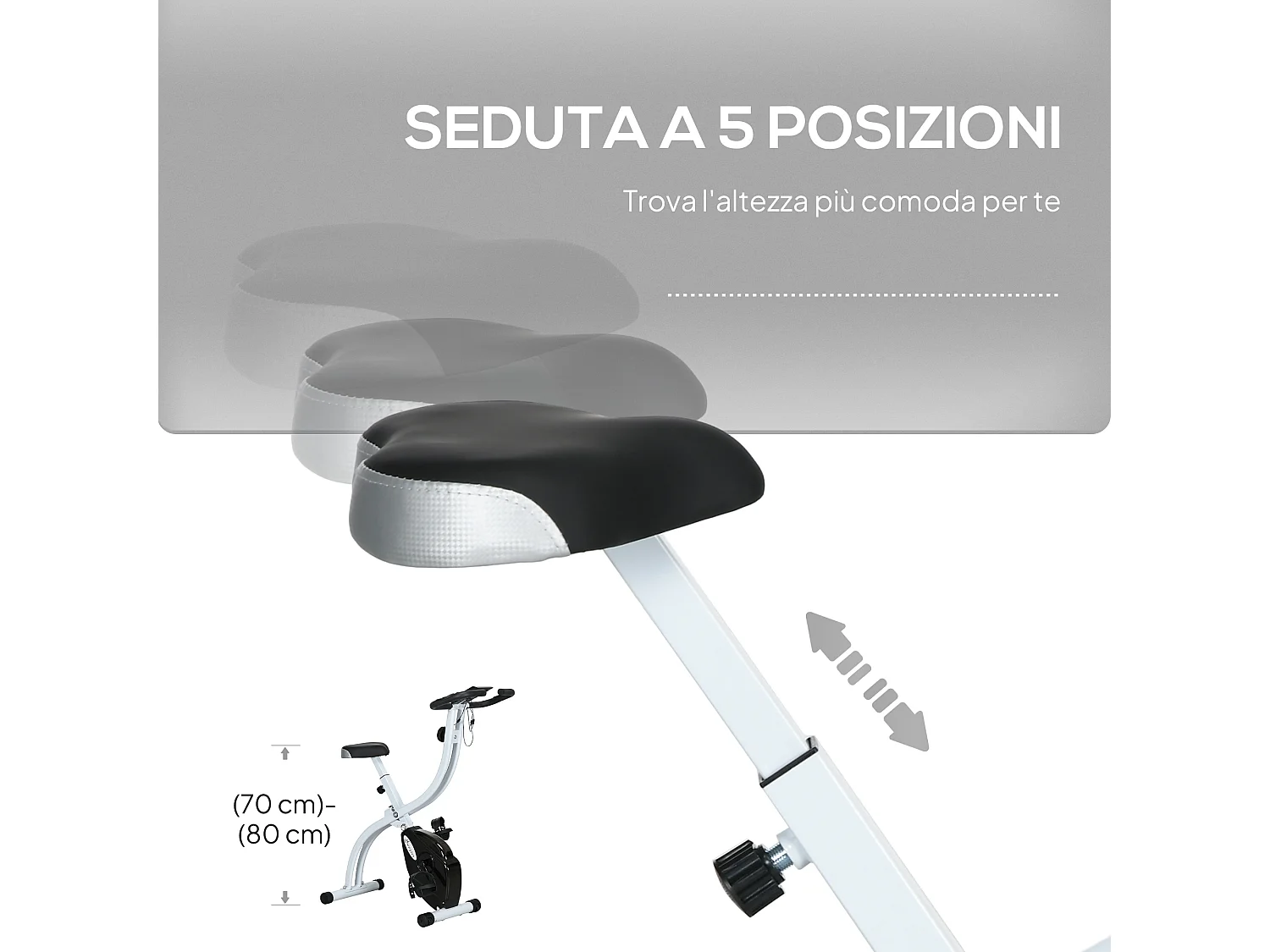 Cyclette magnetica pieghevole a 8 resistenze in acciaio nero