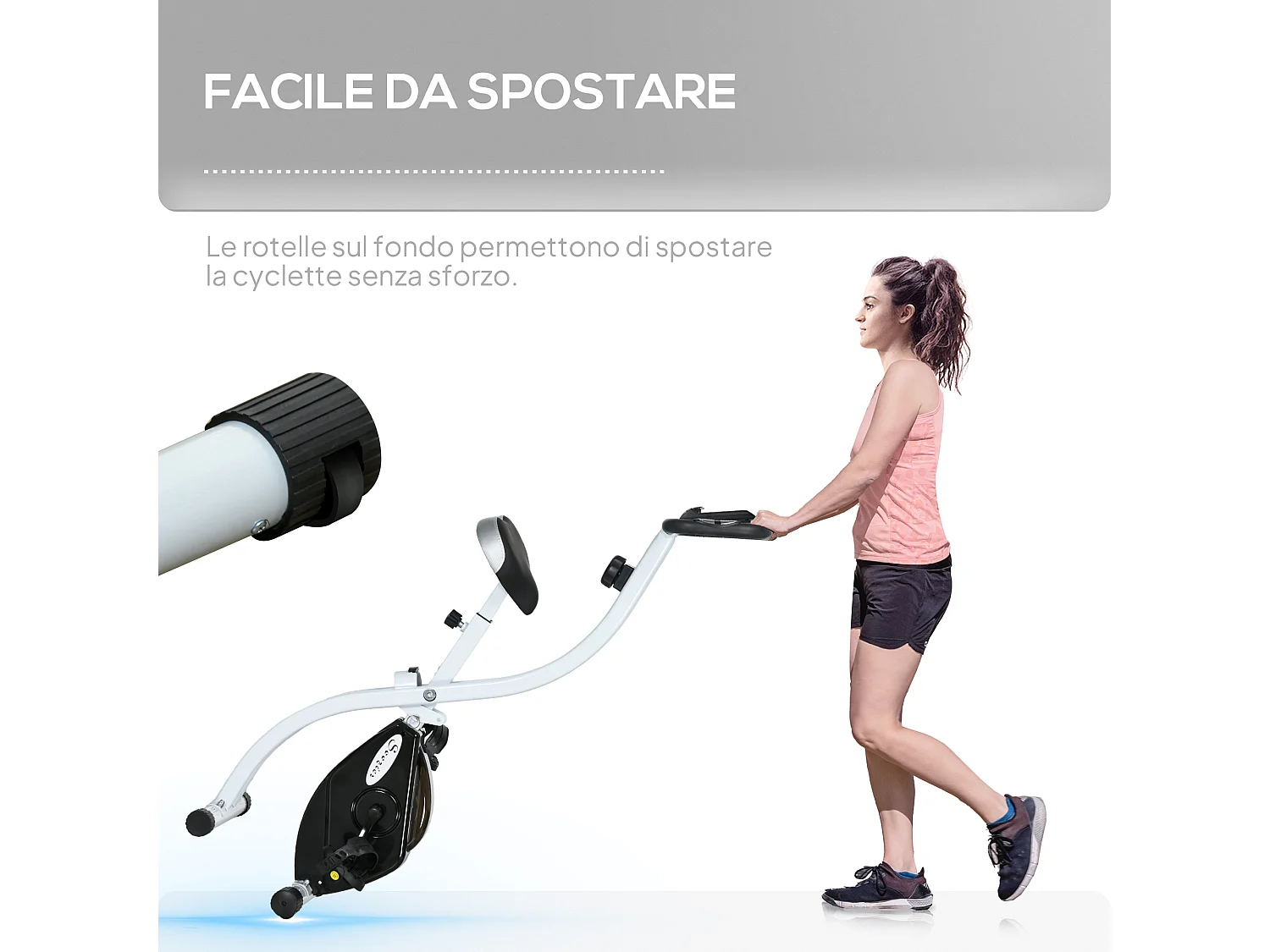 Cyclette magnetica pieghevole a 8 resistenze in acciaio nero