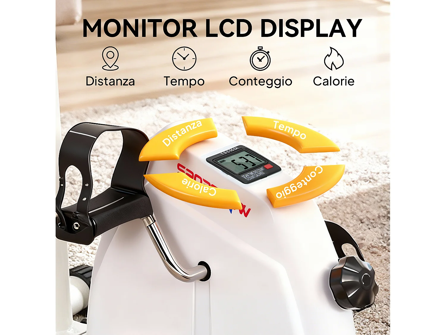 Cyclette per riabilitazione con altezza regolabile bianco