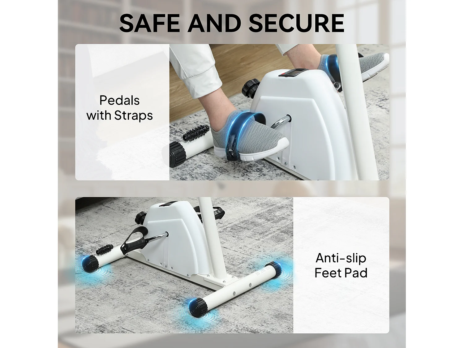 Cyclette per riabilitazione con altezza regolabile bianco