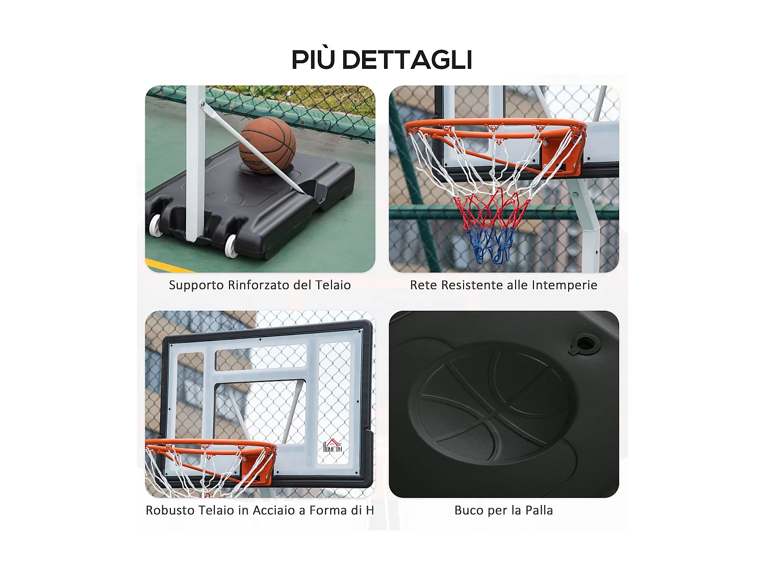 Canestro da basket per adulti regolabile 210-260cm