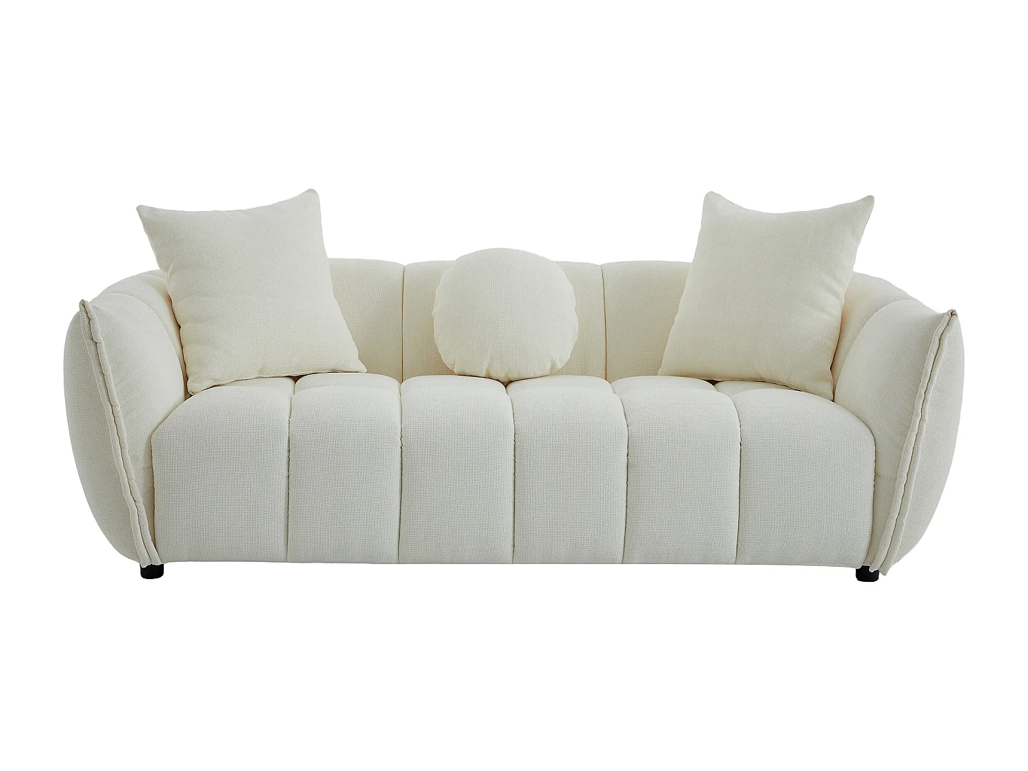 Canapé 4 places, canapé 3 places et un fauteuil pivotant en tissu texturé beige GONOLON