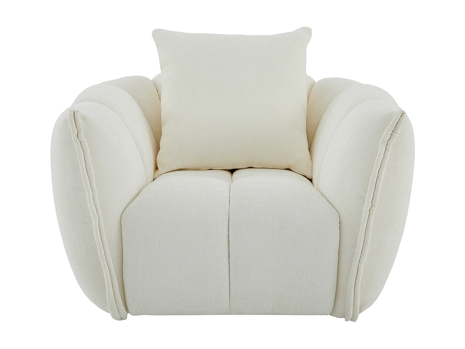 Canapé 4 places, canapé 3 places et un fauteuil pivotant en tissu texturé beige GONOLON