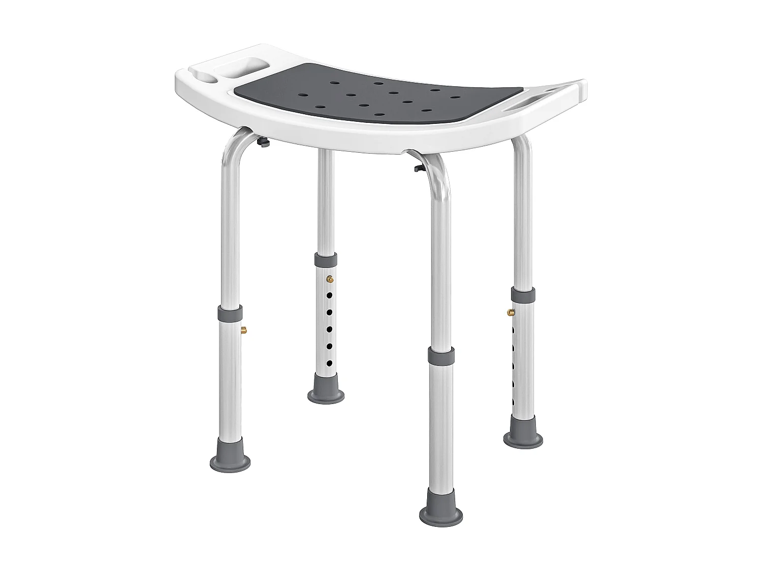 Sgabello da doccia ad altezza regolabile alluminio e plastica grigio