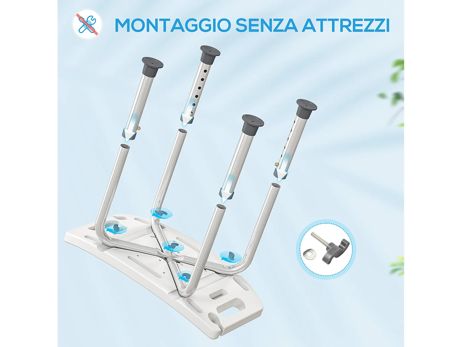 Sgabello da doccia ad altezza regolabile alluminio e plastica grigio